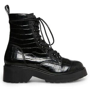 Women's Size 8 Steve Madden Black Snake Combat Boots Never Worn